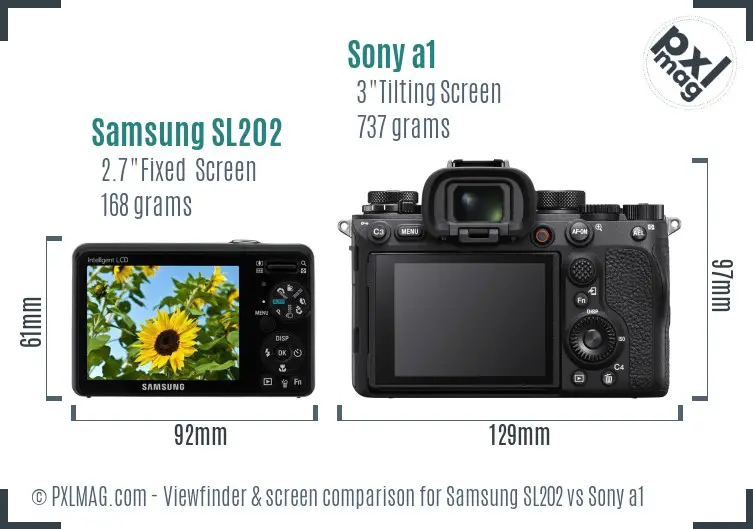 Samsung SL202 vs Sony a1 Screen and Viewfinder comparison