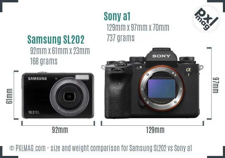 Samsung SL202 vs Sony a1 size comparison