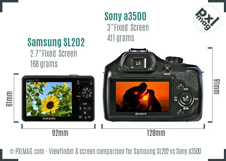 Samsung SL202 vs Sony a3500 Screen and Viewfinder comparison