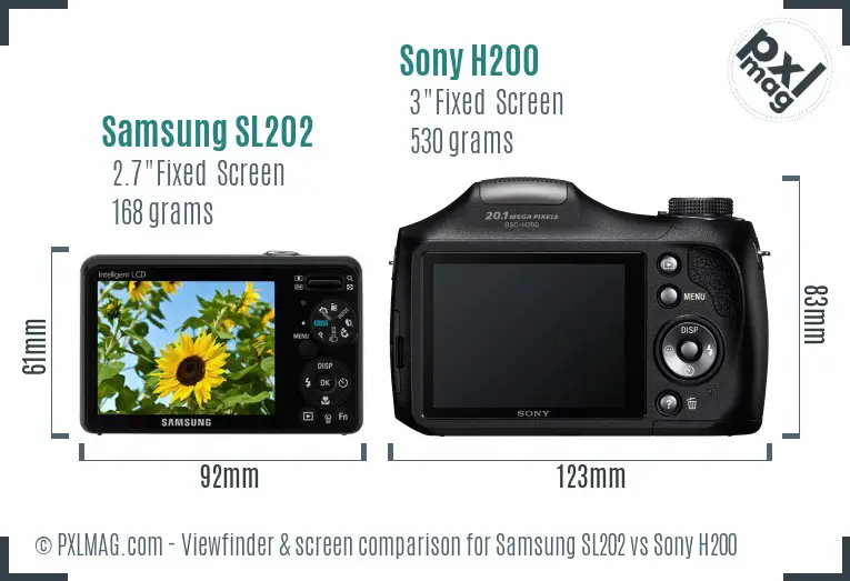 Samsung SL202 vs Sony H200 Screen and Viewfinder comparison Samsung SL202 vs Sony H200 Screen and Viewfinder comparison