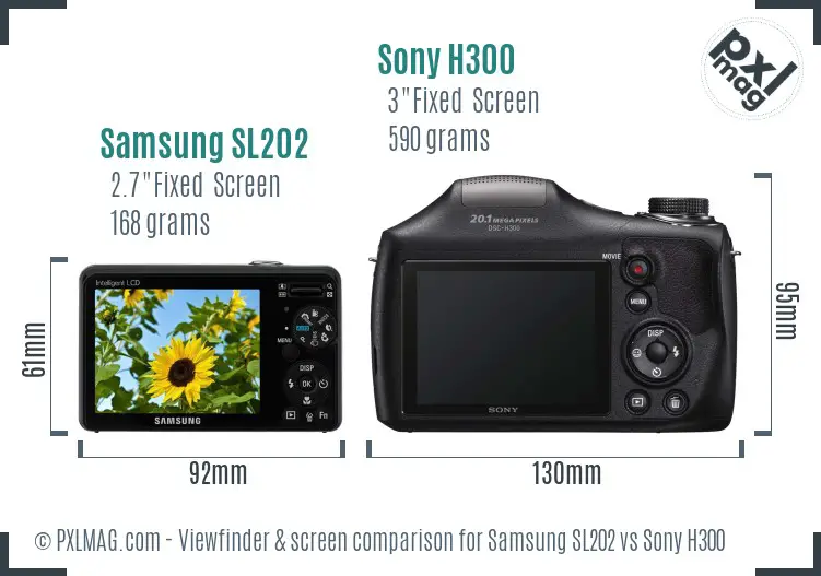 Samsung SL202 vs Sony H300 Screen and Viewfinder comparison