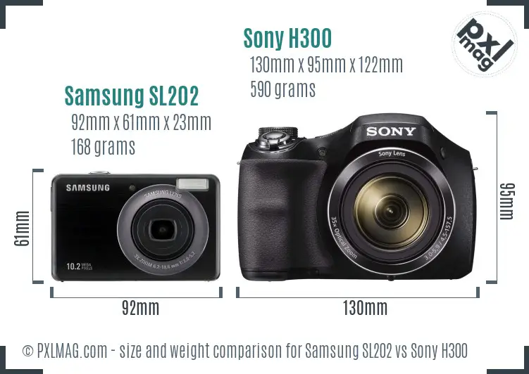 Samsung SL202 vs Sony H300 size comparison