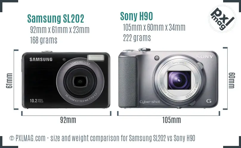 Samsung SL202 vs Sony H90 size comparison Samsung SL202 vs Sony H90 size comparison