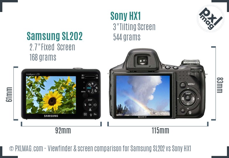 Samsung SL202 vs Sony HX1 Screen and Viewfinder comparison