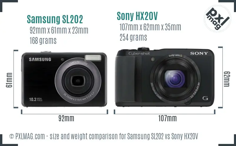 Samsung SL202 vs Sony HX20V size comparison Samsung SL202 vs Sony HX20V size comparison