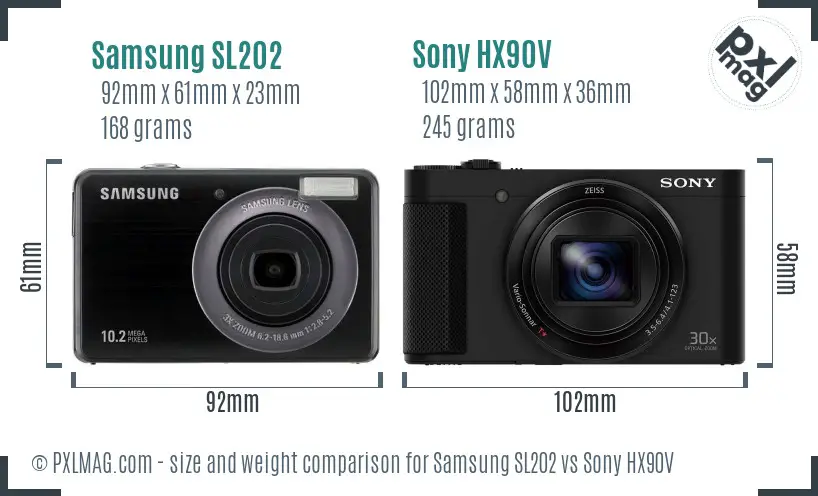 Samsung SL202 vs Sony HX90V size comparison Samsung SL202 vs Sony HX90V size comparison