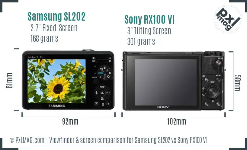 Samsung SL202 vs Sony RX100 VI Screen and Viewfinder comparison Samsung SL202 vs Sony RX100 VI Screen and Viewfinder comparison