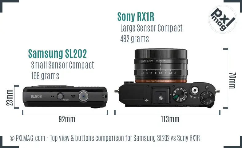 Samsung SL202 vs Sony RX1R top view buttons comparison