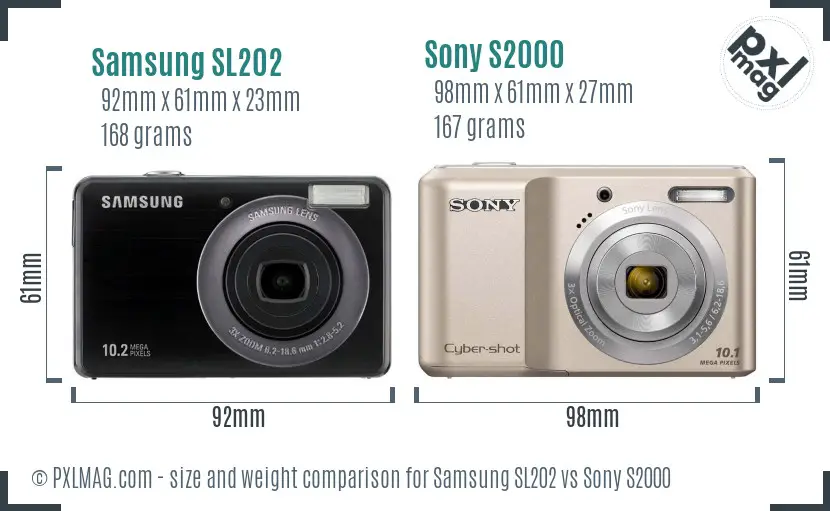 Samsung SL202 vs Sony S2000 size comparison Samsung SL202 vs Sony S2000 size comparison