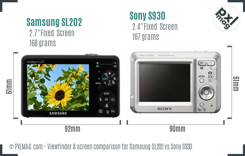 Samsung SL202 vs Sony S930 Screen and Viewfinder comparison Samsung SL202 vs Sony S930 Screen and Viewfinder comparison