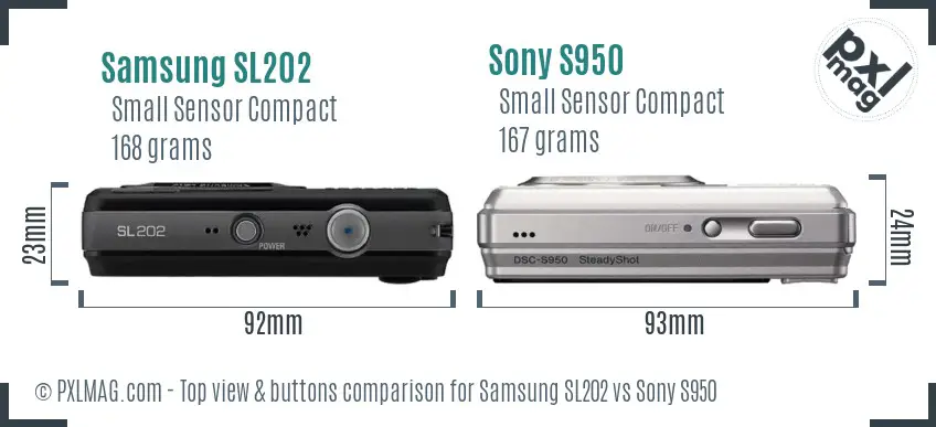 Samsung SL202 vs Sony S950 top view buttons comparison