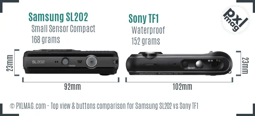 Samsung SL202 vs Sony TF1 top view buttons comparison Samsung SL202 vs Sony TF1 top view buttons comparison
