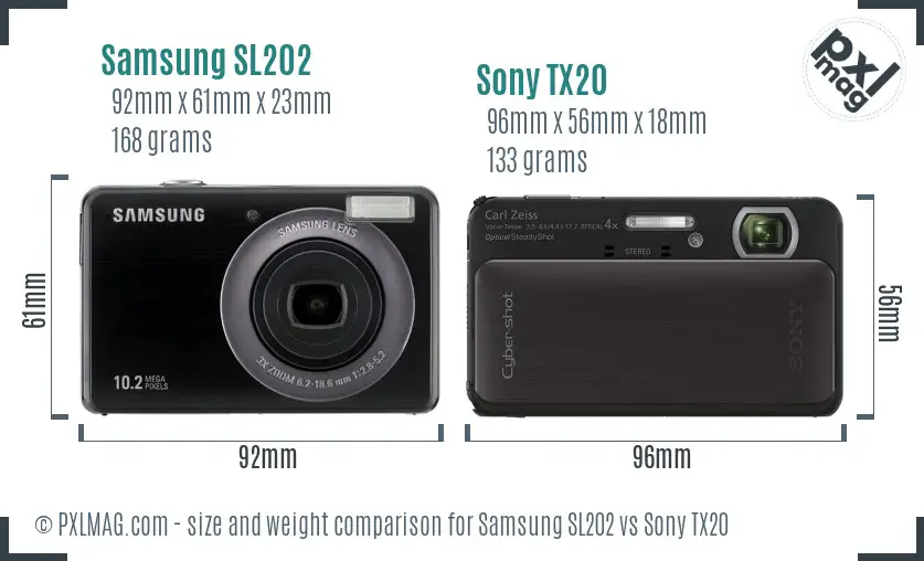 Samsung SL202 vs Sony TX20 size comparison Samsung SL202 vs Sony TX20 size comparison