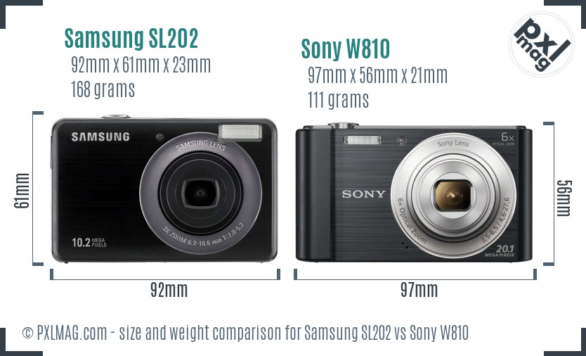 Samsung SL202 vs Sony W810 size comparison Samsung SL202 vs Sony W810 size comparison