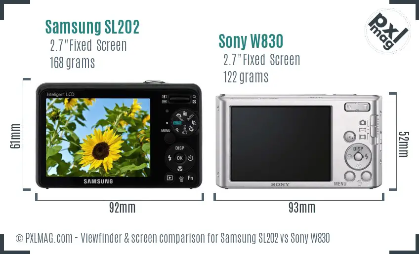 Samsung SL202 vs Sony W830 Screen and Viewfinder comparison Samsung SL202 vs Sony W830 Screen and Viewfinder comparison