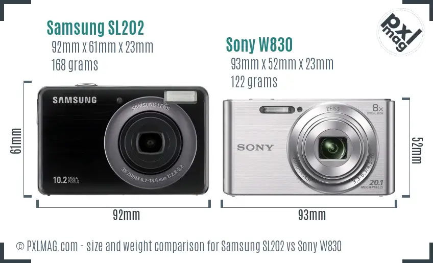 Samsung SL202 vs Sony W830 size comparison Samsung SL202 vs Sony W830 size comparison