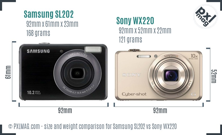 Samsung SL202 vs Sony WX220 size comparison Samsung SL202 vs Sony WX220 size comparison