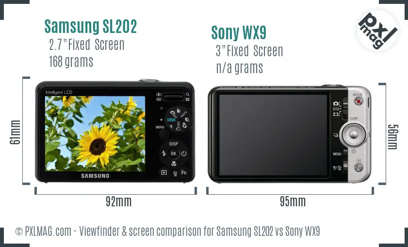 Samsung SL202 vs Sony WX9 Screen and Viewfinder comparison Samsung SL202 vs Sony WX9 Screen and Viewfinder comparison