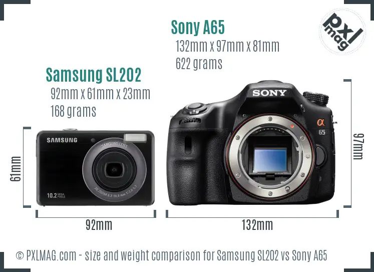 Samsung SL202 vs Sony A65 size comparison Samsung SL202 vs Sony A65 size comparison