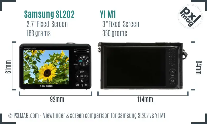 Samsung SL202 vs YI M1 Screen and Viewfinder comparison