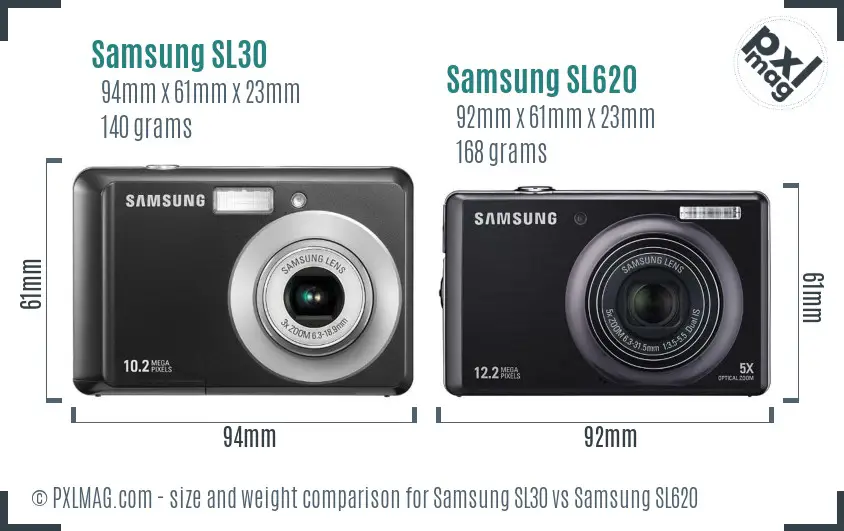 Samsung SL30 vs Samsung SL620 size comparison