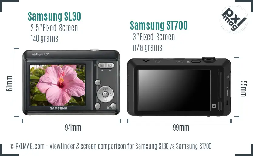 Samsung SL30 vs Samsung ST700 Screen and Viewfinder comparison