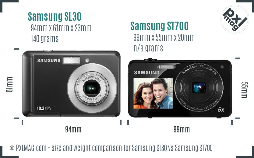 Samsung SL30 vs Samsung ST700 size comparison