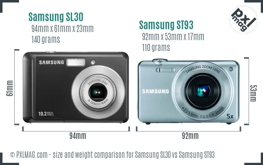 Samsung SL30 vs Samsung ST93 size comparison Samsung SL30 vs Samsung ST93 size comparison