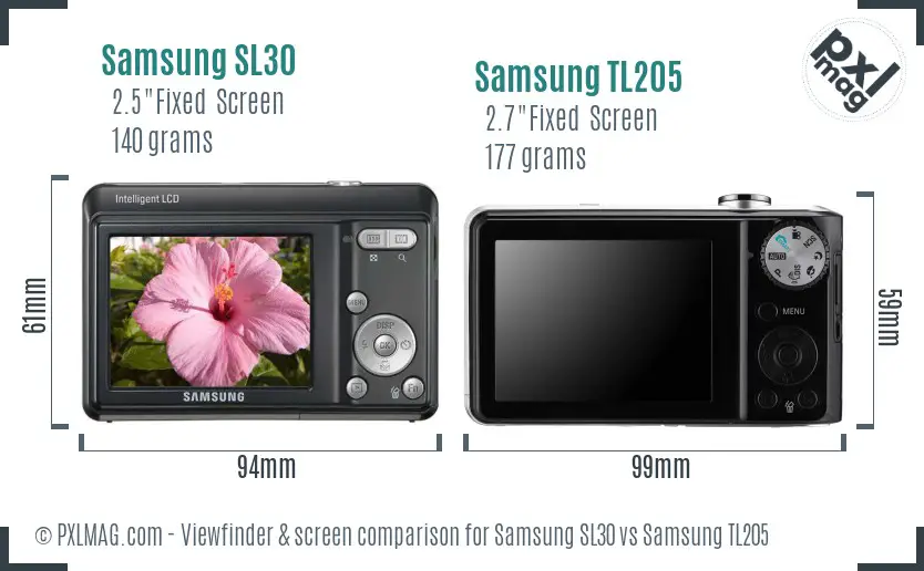 Samsung SL30 vs Samsung TL205 Screen and Viewfinder comparison