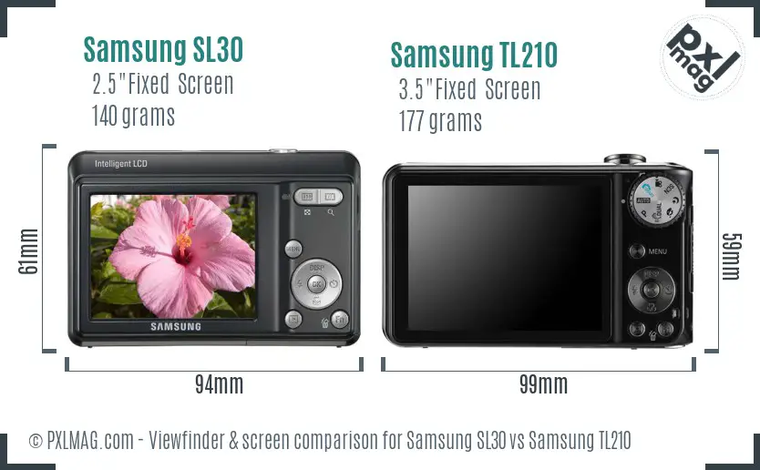 Samsung SL30 vs Samsung TL210 Screen and Viewfinder comparison