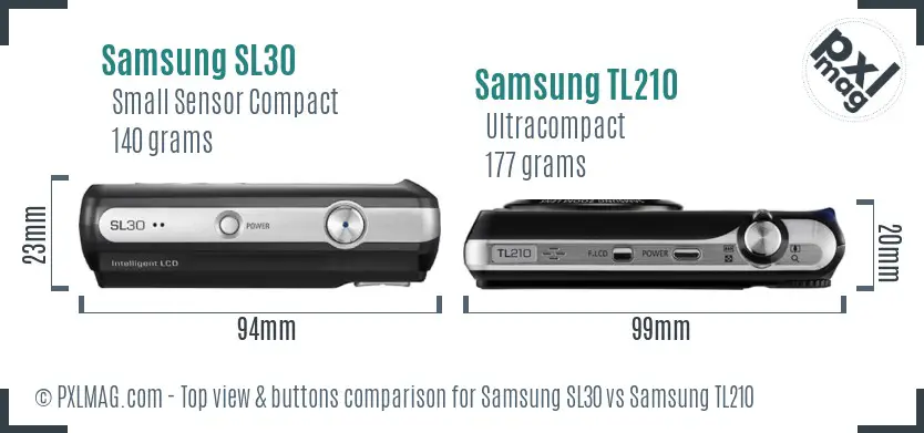 Samsung SL30 vs Samsung TL210 top view buttons comparison