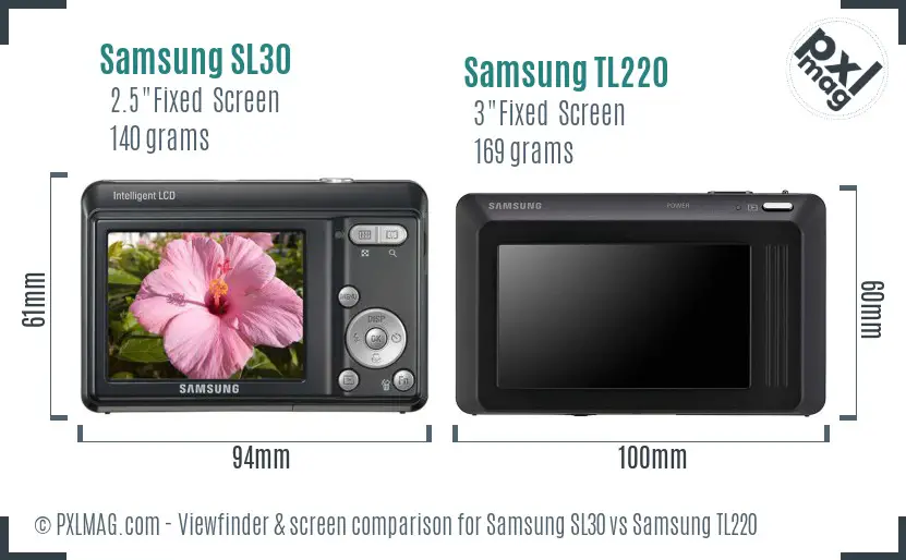 Samsung SL30 vs Samsung TL220 Screen and Viewfinder comparison