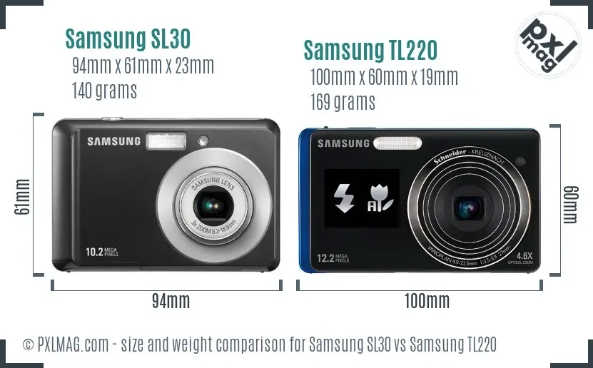 Samsung SL30 vs Samsung TL220 size comparison