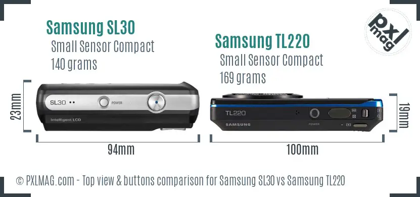 Samsung SL30 vs Samsung TL220 top view buttons comparison