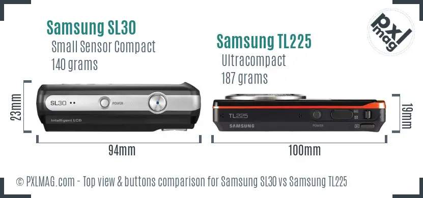 Samsung SL30 vs Samsung TL225 top view buttons comparison