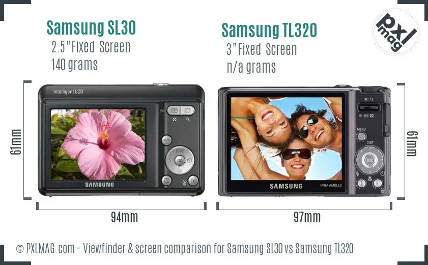 Samsung SL30 vs Samsung TL320 Screen and Viewfinder comparison