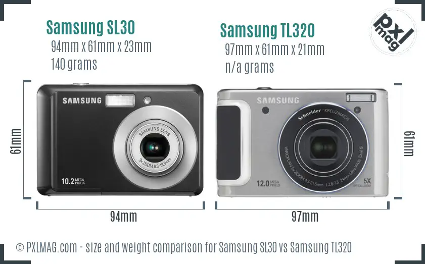 Samsung SL30 vs Samsung TL320 size comparison