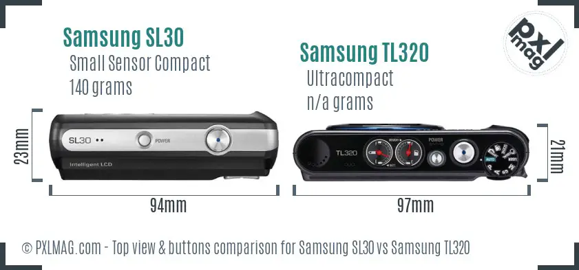 Samsung SL30 vs Samsung TL320 top view buttons comparison