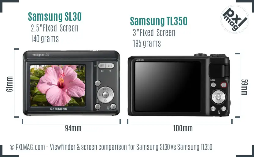 Samsung SL30 vs Samsung TL350 Screen and Viewfinder comparison