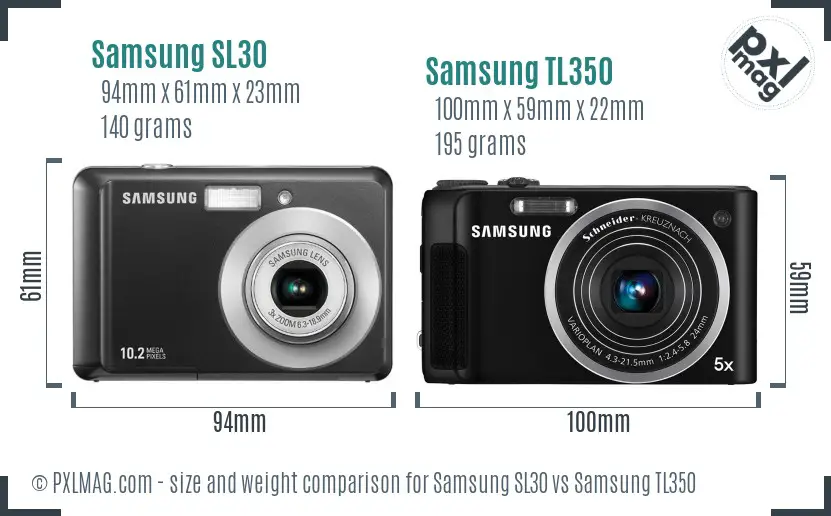 Samsung SL30 vs Samsung TL350 size comparison
