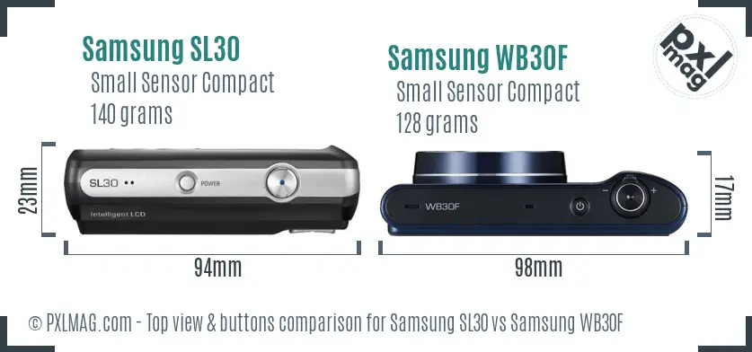 Samsung SL30 vs Samsung WB30F top view buttons comparison