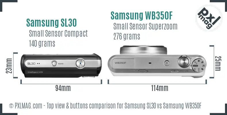 Samsung SL30 vs Samsung WB350F top view buttons comparison