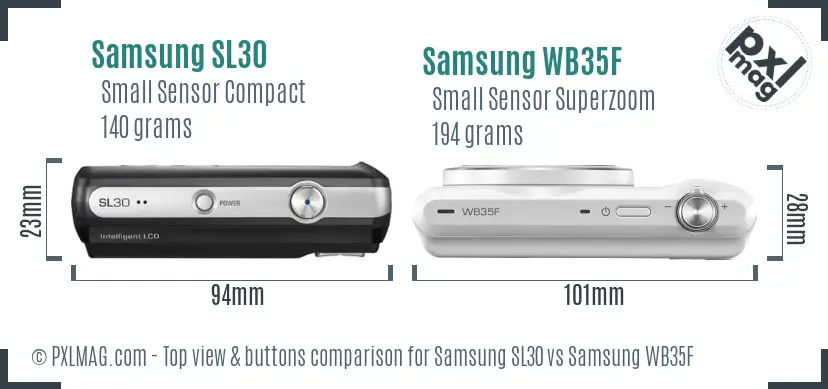 Samsung SL30 vs Samsung WB35F top view buttons comparison