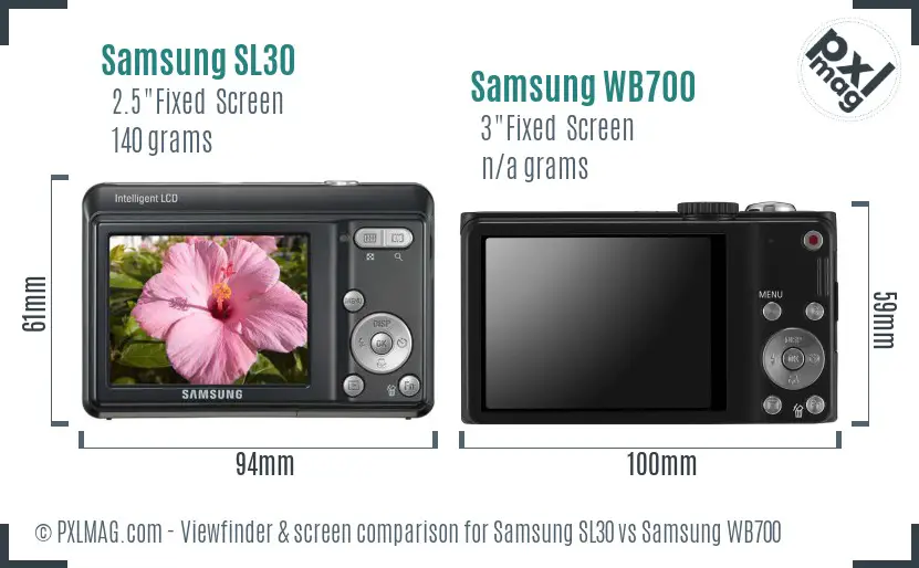 Samsung SL30 vs Samsung WB700 Screen and Viewfinder comparison