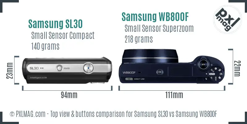Samsung SL30 vs Samsung WB800F top view buttons comparison