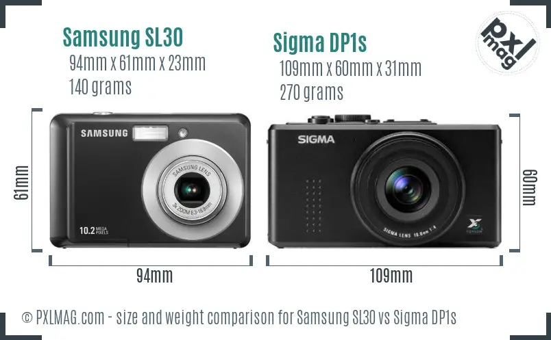 Samsung SL30 vs Sigma DP1s size comparison