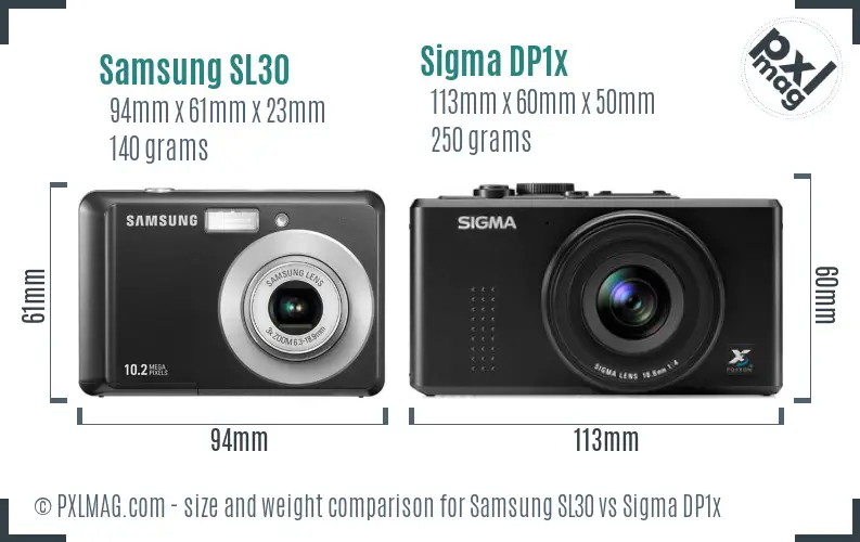 Samsung SL30 vs Sigma DP1x size comparison
