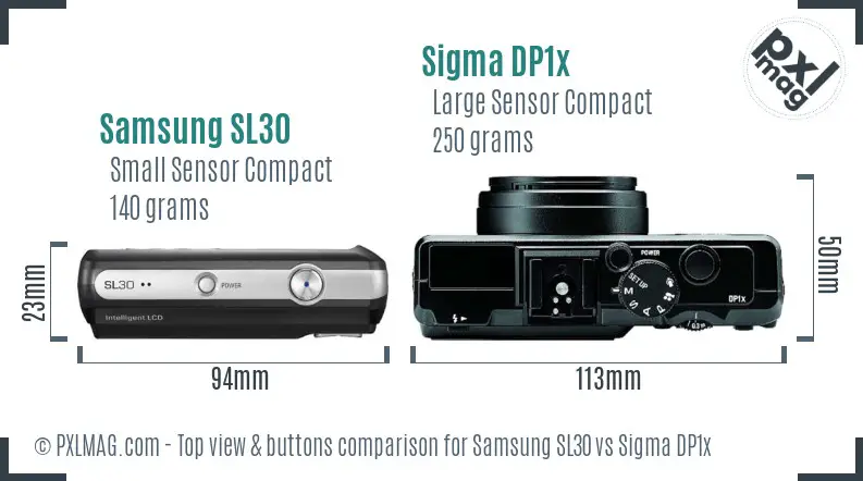 Samsung SL30 vs Sigma DP1x top view buttons comparison