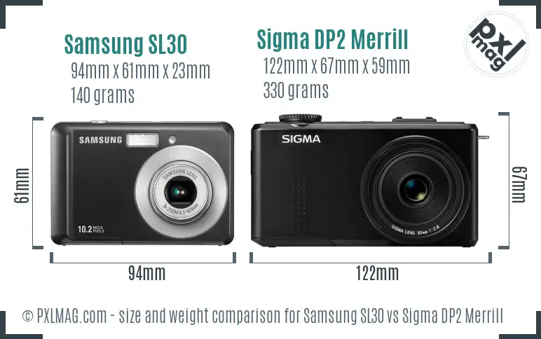 Samsung SL30 vs Sigma DP2 Merrill size comparison