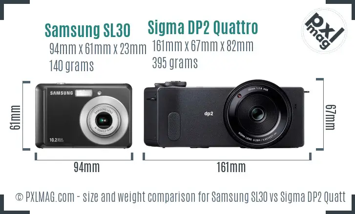 Samsung SL30 vs Sigma DP2 Quattro size comparison